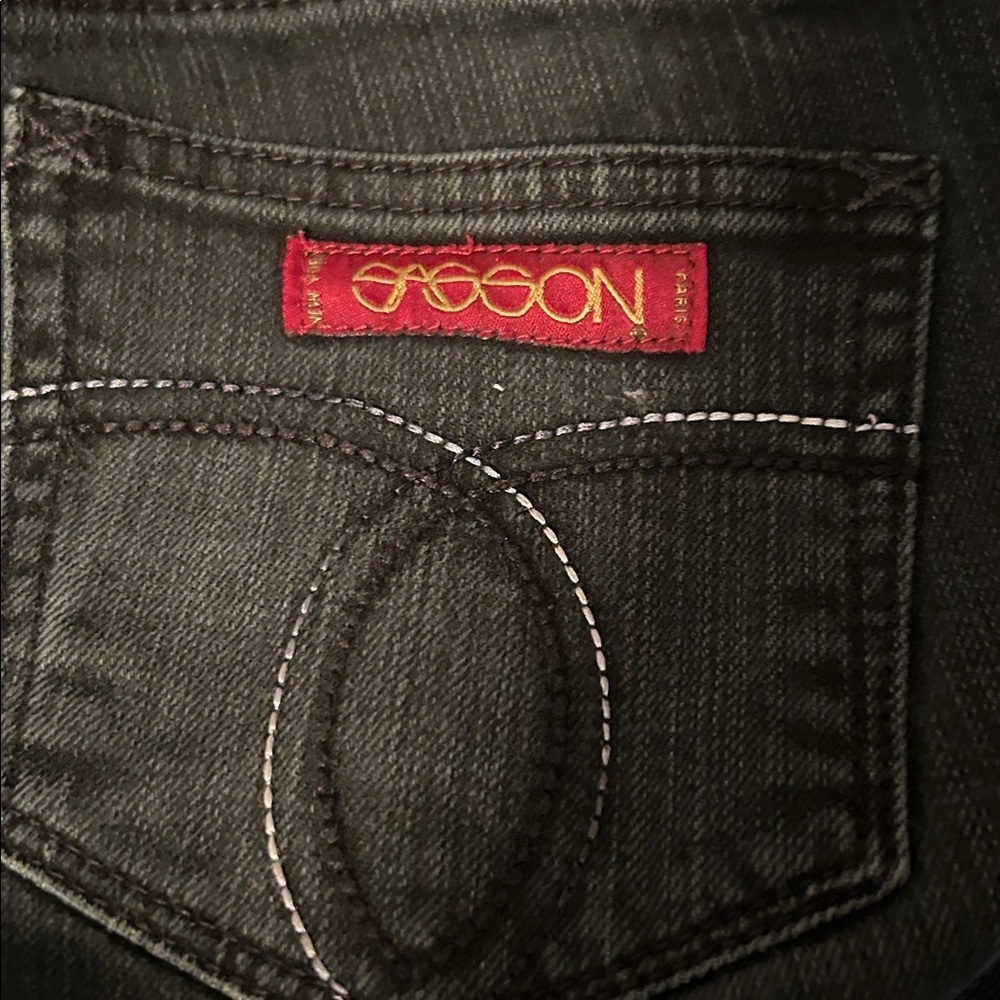 Sasson Straight Leg Jeans Black with Red Trim size 4 - Picture 4 of 7